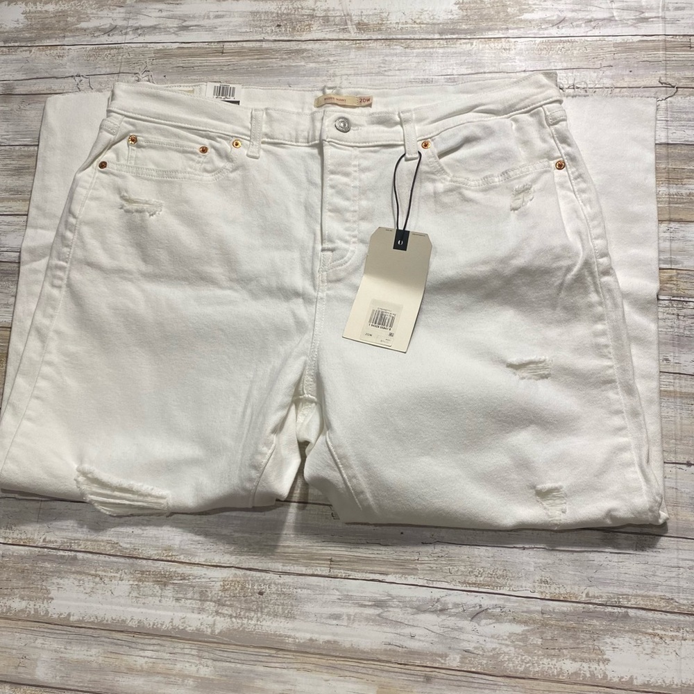 Levi’s Wedgie Skinny Distressed Jeans White Sz 20W NWT